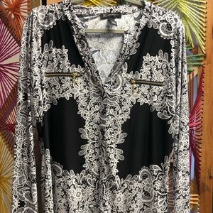 Black and White INC Long Sleeve Blouse